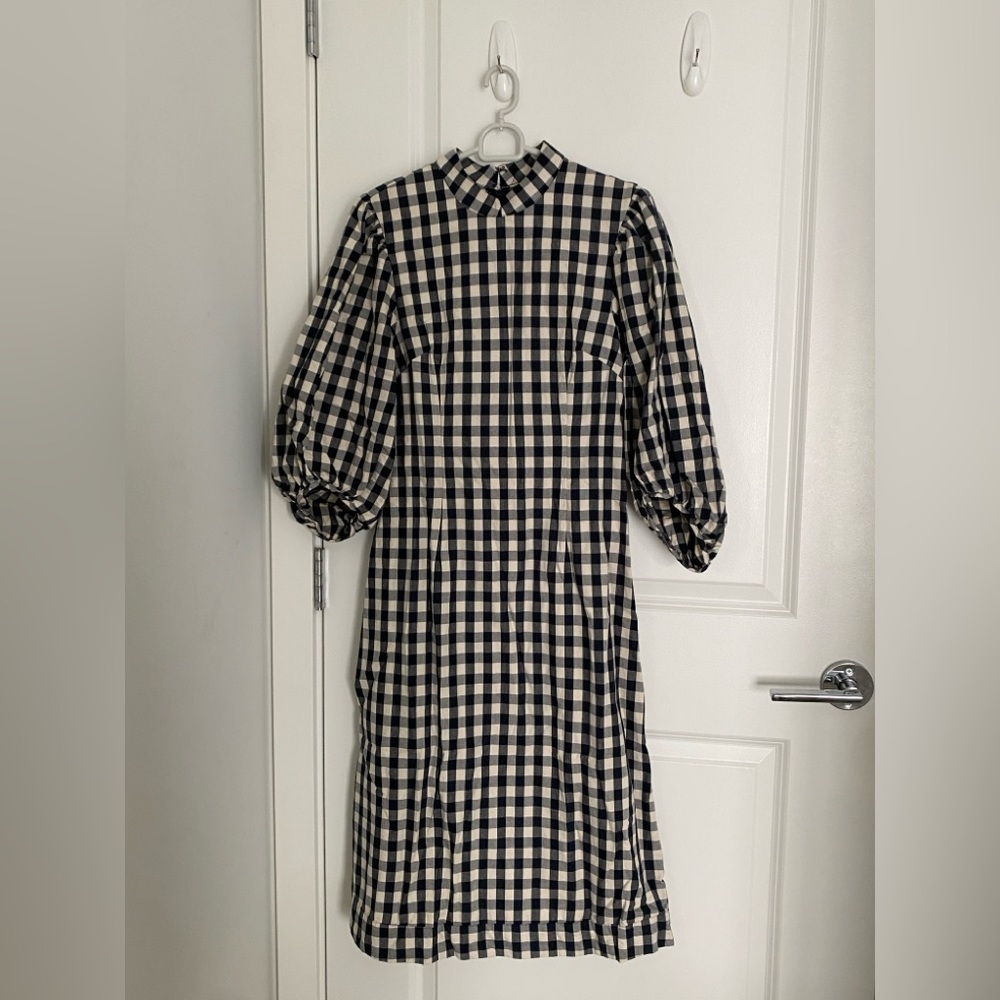 Checkered Navy and White Dress
